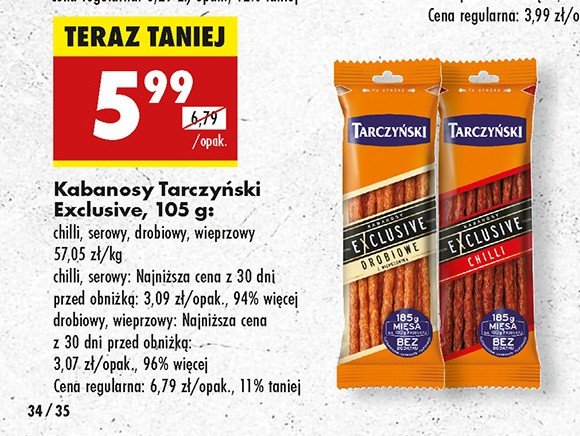 Kabanosy serowe Tarczyński exclusive promocja w Biedronka