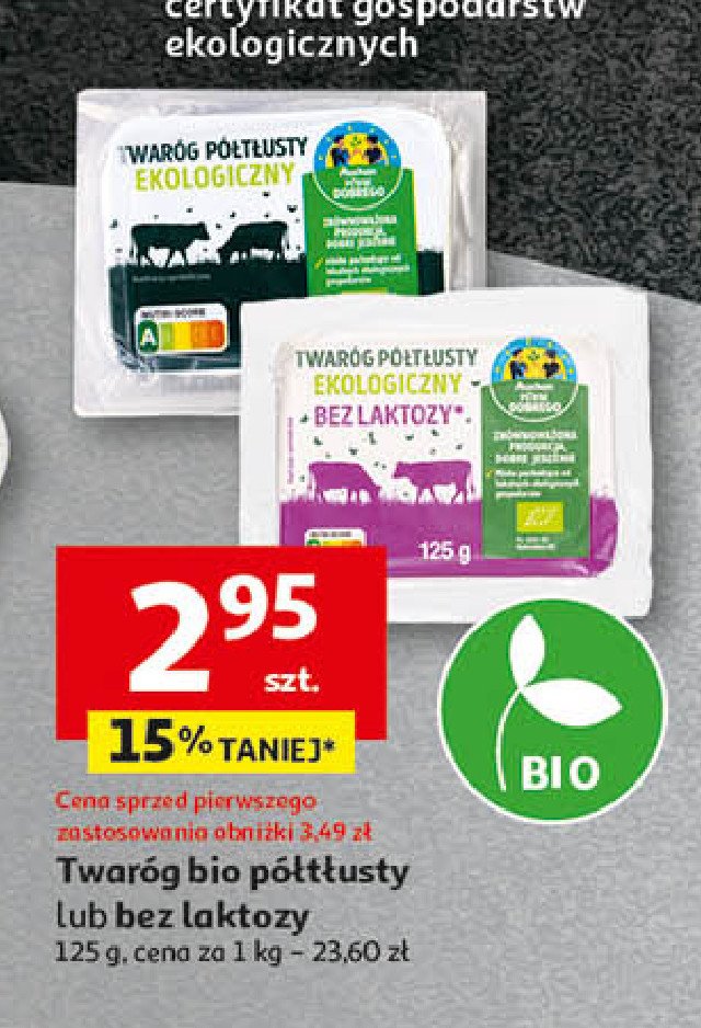 Twaróg półtłusty ekologiczny Auchan pewni dobrego promocja