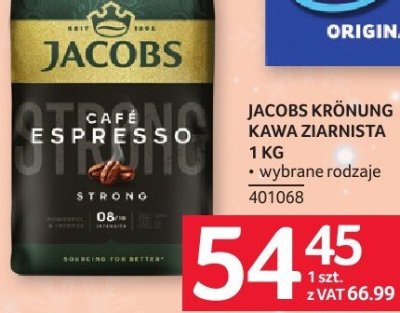 Kawa Jacobs Króning ziarnista 1 kg • wybrane rodzaje promocja w Selgros