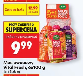 Mus owocowy Vital Fresh, 6x100 g promocja w Biedronka