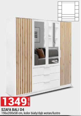Szafa BALI D4 196x200x58 cm, kolor biały/dąb wotan/lustro promocja w Merkury Market