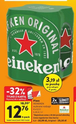 Piwo Heineken wybrane rodzaje promocja w Intermarche