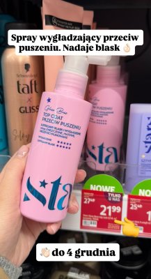 Spray do włosów Top Coat przeciw puszeniu promocja w Rossmann