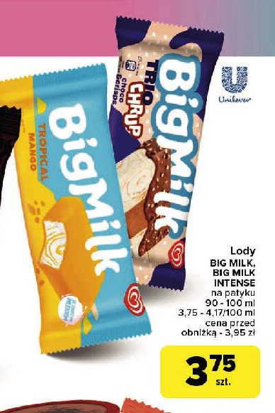 Lód trio chrup Algida big milk promocja w Carrefour Market