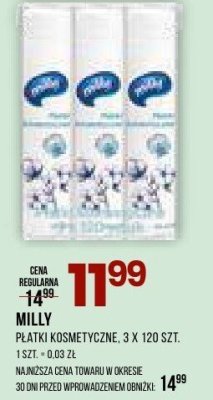 Płatki kosmetyczne Milly, 3 x 120 szt. promocja w Drogerie Natura