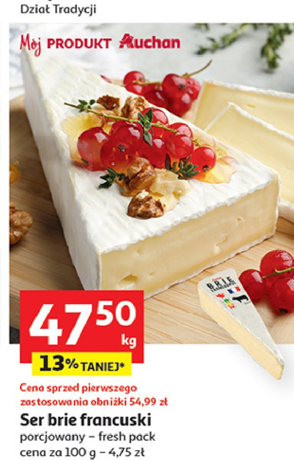 Ser brie francuskie Auchan r贸偶norodne (logo czerwone) promocja