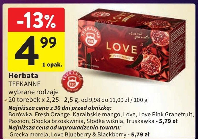 Herbata borówka Teekanne promocja