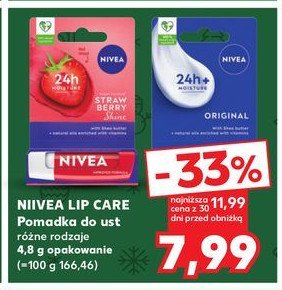 Pomadka do ust strawberry shine Nivea 24h melt-in moisture promocja w Kaufland