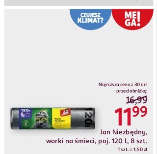 Worki na śmieci z taśmą 120 l Jan niezbędny promocja