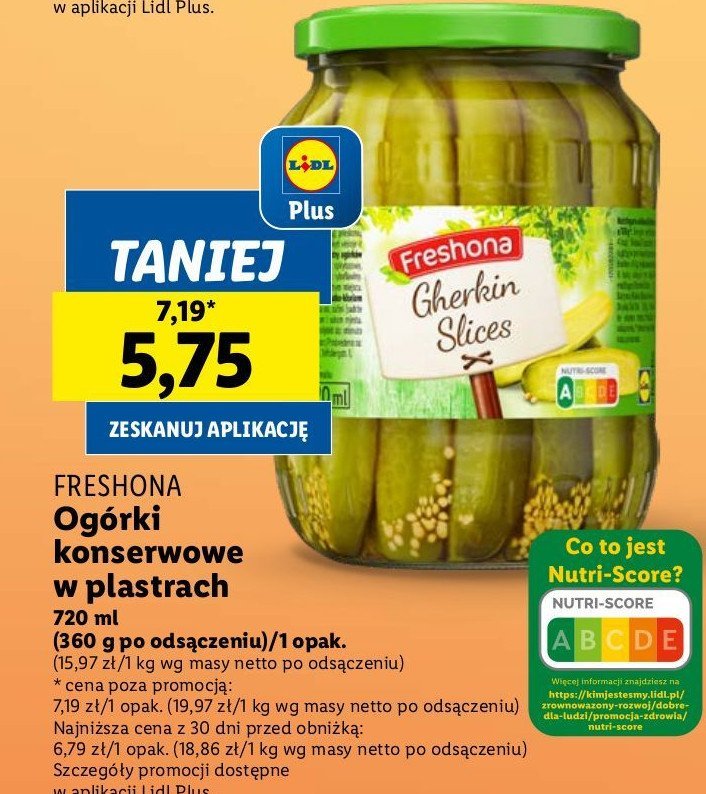 Ogórki w plastrach Freshona promocja