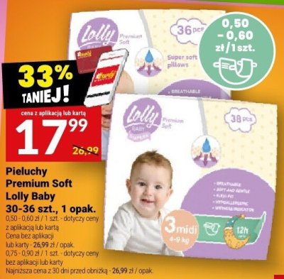 Pieluchy Premium Soft Lolly Baby 30-36 szt. promocja w Twój Market