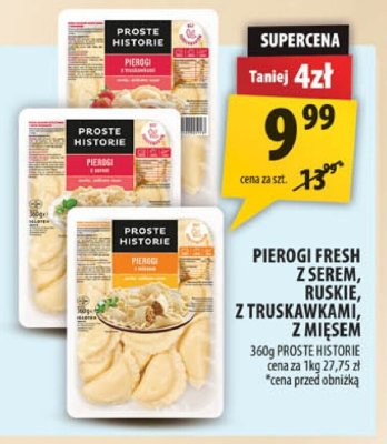 Pierogi fresh z serem, z mięsem, z truskawkami, z wiśnią Proste Historie promocja w Arhelan