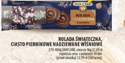 Rolada świąteczna, ciasto piernikowe nadziewane wiśniowe Dan Cake promocja w Arhelan