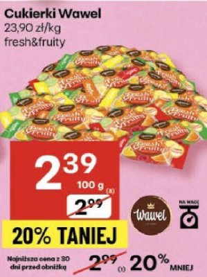 Cukierki Wawel Fresh&Fruity 23,90 zł/kg promocja w Delikatesy Centrum
