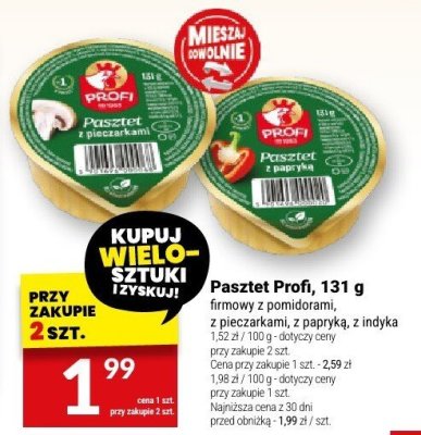 Pasztet Profi trójsmak z pomidorami, z pieczarkami, z papryką, z indyka promocja w Twój Market