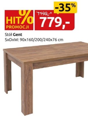 Stół Gent, SxDxW: 90x160/200/240x76cm promocja w Black Red White