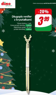 Długopis renifer z kryształkami różne kolory promocja w Dino