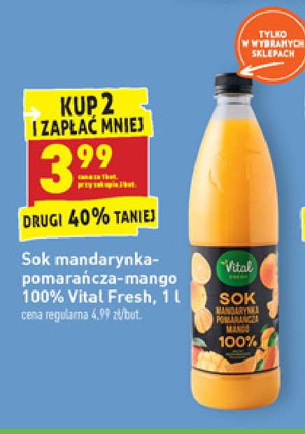 Sok 100 % mandarynka-pomarańcza-mango Vital fresh promocja