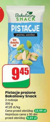 Pistacje prażone Bakaliowy Snack promocja w Dino