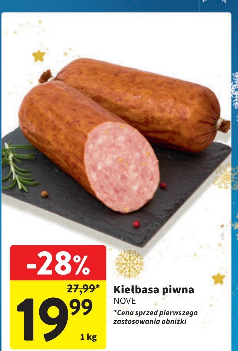 Kiełbasa piwna Nove promocja w Intermarche