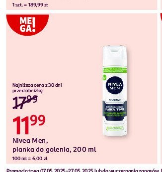 Pianka do golenia łagodząca Nivea men sensitive promocja