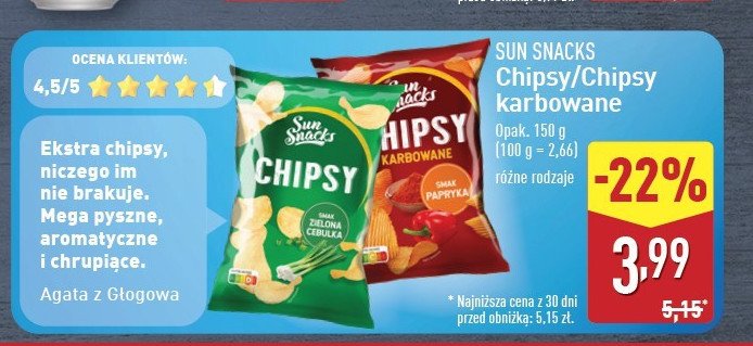 Chipsy paprykowe SUN SNACKS promocja