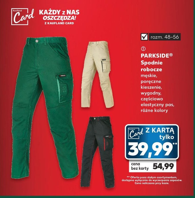 Spodnie robocze 48-56 Parkside promocja