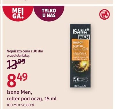 Roller pod oczy Isana Men 15 ml promocja w Rossmann