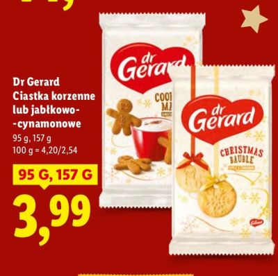 Ciastka Dr Gerard Ciastka korzenne cool lub jabłkowo-cynamonowe lub christmas baulle promocja w Lidl