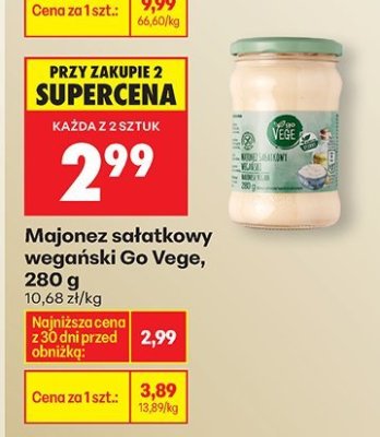 Majonez sałatkowy wegański  promocja w Biedronka