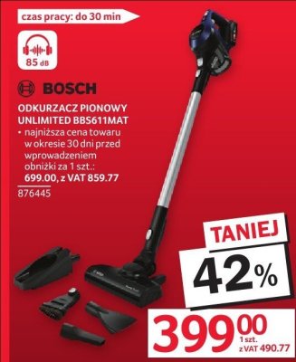 Odkurzacz pionowy UNLIMITED BBS611MAT BOSCH promocja w Selgros