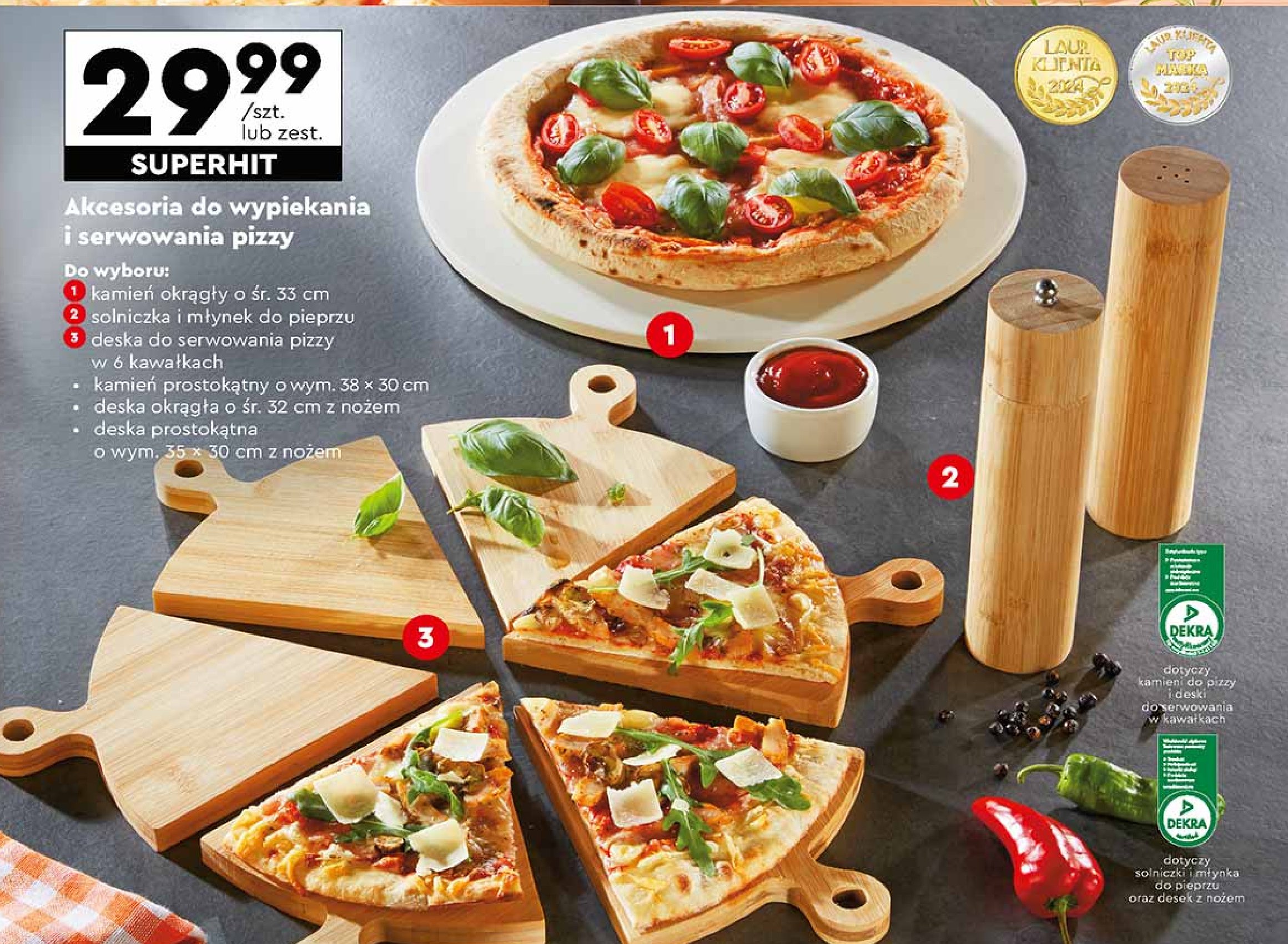 Kamień do pizzy 38 x 30 cm Smukee kitchen promocja w Biedronka