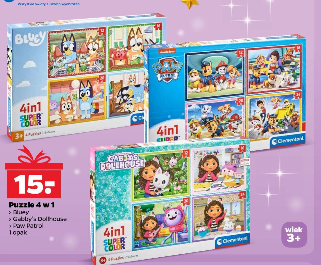 Puzzle 4w1 koci domek gabi Clementoni promocja w Netto