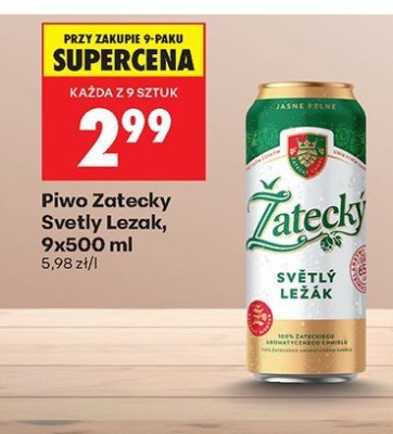 Piwo Żatecky Svetly Lezak, 9x500 ml promocja w Biedronka