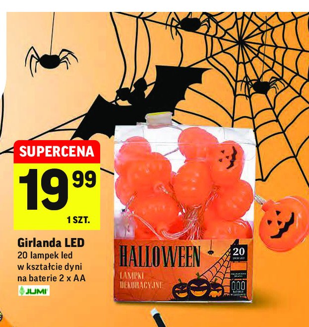 Girlanda led dynie 20 lampek Jumi promocja w Biedronka