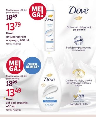 Dezodorant Dove, antyperspirant w spreju, 200 ml promocja w Rossmann