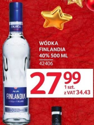 Wódka Finlandia 40% 500 ML promocja w Selgros