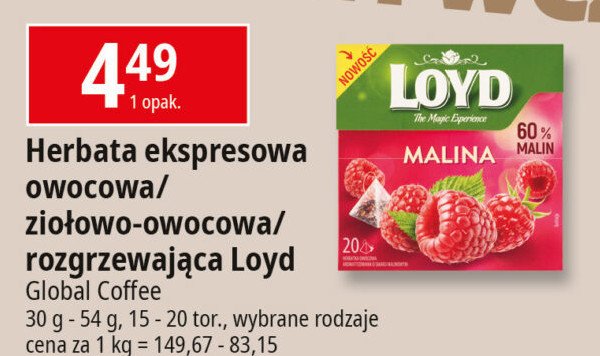 Herbata malinowa Loyd tea the magic experience promocja w Leclerc