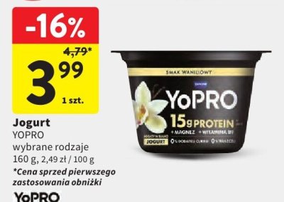 Jogurt YOPRO wybrane rodzaje promocja w Intermarche