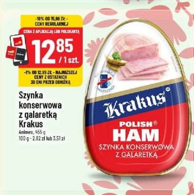 Szynka konserwowa z galaretką Krakus Animex, 455 g promocja w POLOmarket