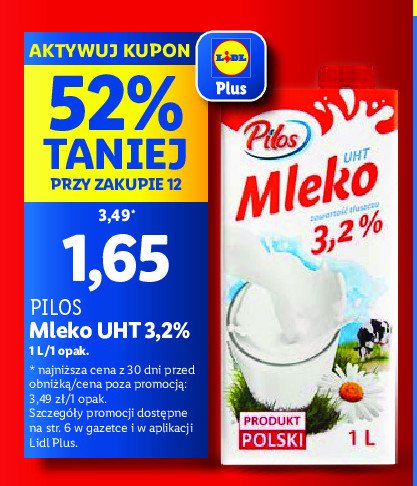 Mleko 3.2% Pilos promocja