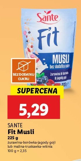 Płatki pełnoziarniste truskawka malina wiśnia Sante fit promocja
