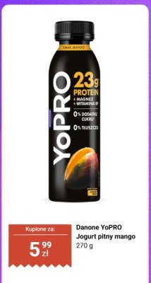 Jogurt pitny YoPRO mango promocja w Biedronka