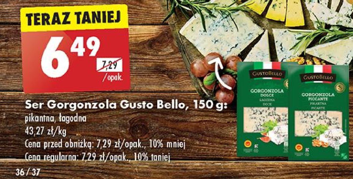 Gorgonzola łagodna Gustobello promocja w Biedronka