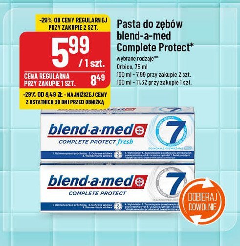 Pasta do zębów crystal white Blend-a-med complete protect 7 promocja