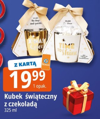 Kubek świąteczny z czekoladą promocja w Leclerc