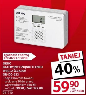 Czujnik tlenku węgla ORNO BATERYJNY OR-DC-633 promocja w Selgros