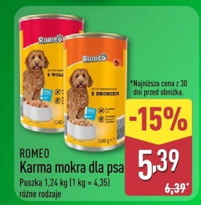 ROMEO Karma mokra dla psa, różne rodzaje promocja w Aldi