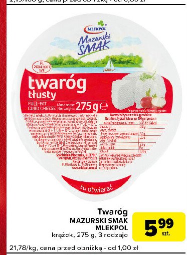 Twaróg tłusty Mlekpol mazurski smak promocja