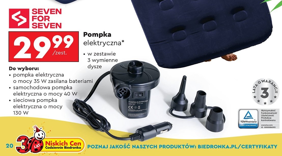 Pompka elektryczna Seven for 7 promocja w Biedronka